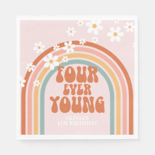 Retro Four Ever Junge, daistischer Regenbogen 4. G Serviette