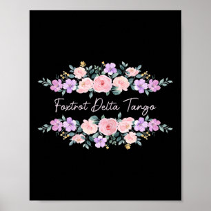 Retro Foxtrot Delta Tango Women Blumenzettel, Poster