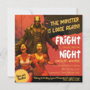 Retro Frankenstein Adult Horror Fright Night Einladung