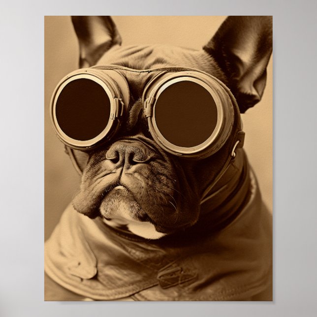 Retro Französchen Sepia Poster (Vorne)