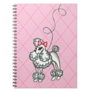Retro Französisch Pink Poodle Schule Notebook Notizblock