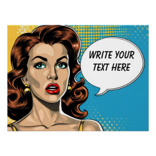 Retro-Frau Anpassbarer Text Poster