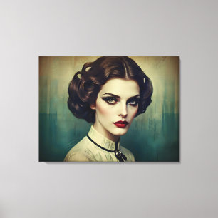 Retro-Frau im Vintage-Stil Leinwanddruck