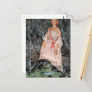 Retro-Frau in einer Wald-Collage Postkarte