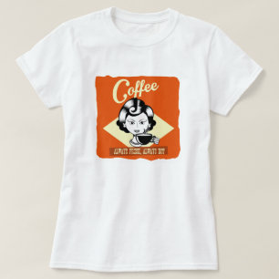 Retro-Frau-Kaffee-T-Shirt T-Shirt