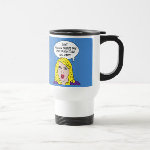 RETRO-FRAU mit benutzerdefinierten TEXT-Tasse Reisebecher