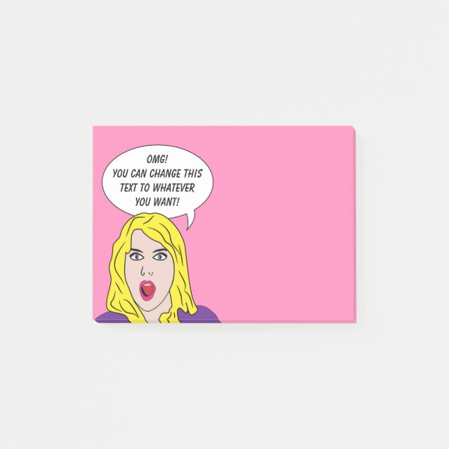 RETRO FRAU mit IHREN TEXT kundenspezifischen Post-it Klebezettel (Vorderseite)