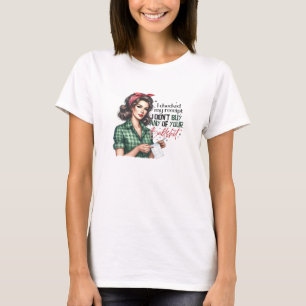 Retro-Frau mit sarkastischem Rezept T-Shirt