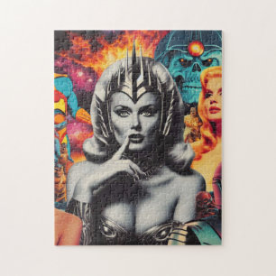 Retro-Frau Sci-Fi-Collage