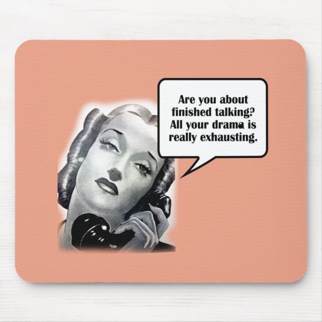 Retro Frauen am Telefon, Drama Mousepad (Vorne)