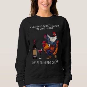 Retro-Frauen Huhn und Wein landwirtschaftliche Tie Sweatshirt