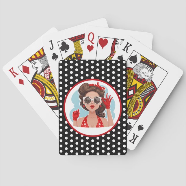 Retro-Frauen spielen Karten Spielkarten (Rückseite)