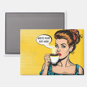 Retro Frauenkaffee individuell anpassbar Magnet