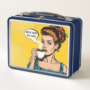 Retro Frauenkaffee individuell anpassbar Metall Brotdose