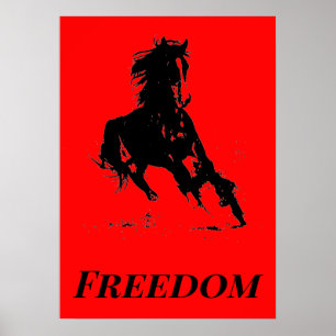 Retro Freedom Red Black Pop Reiten Poster