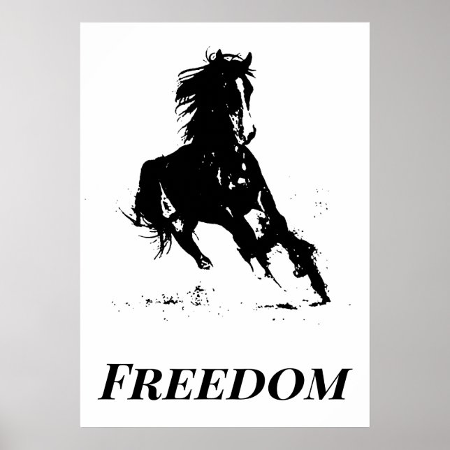Retro Freedom Schwarz-weißer Pop Reiten Poster (Vorne)