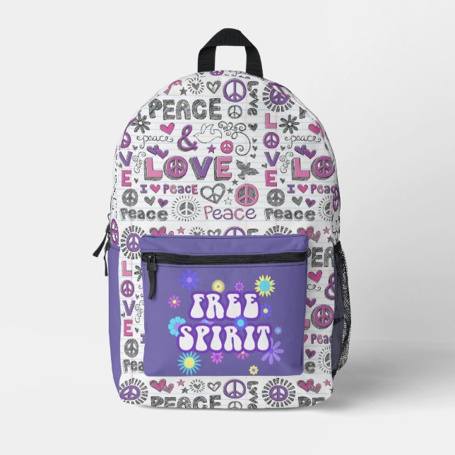 Retro-Freier Geist Bedruckter Rucksack (Vorderseite)