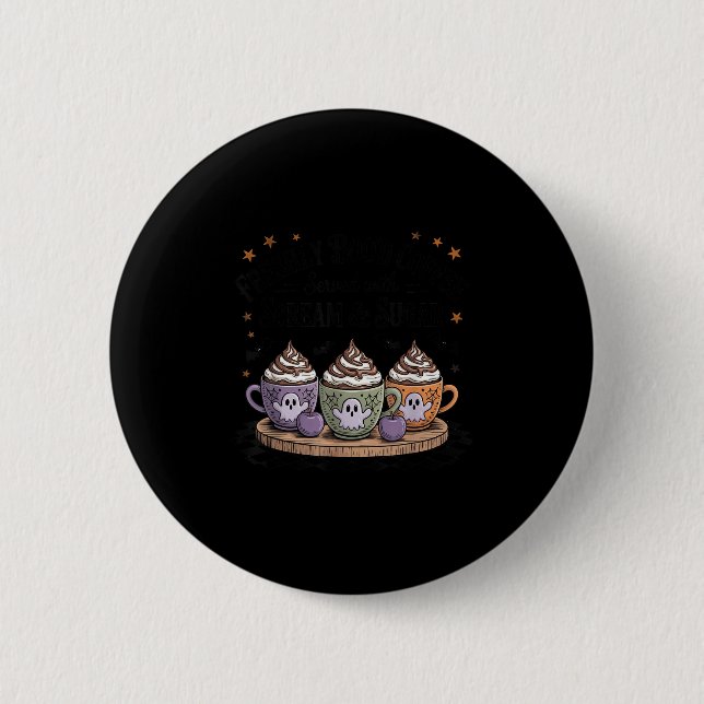 Retro Freshly Boo'd Coffee Lovers Boujee Ghost Hal Button (Vorderseite)