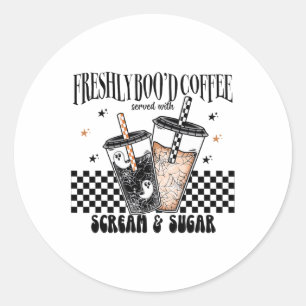 Retro Freshly Boo'd Coffee Lovers Boujee Ghost Hal Runder Aufkleber