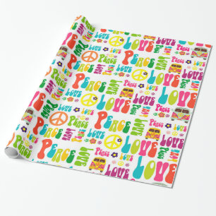 Retro FriedensHippie-Zeichen-Muster Geschenkpapier
