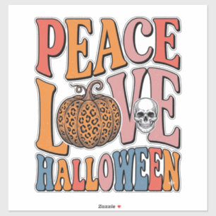 Retro-Friedensliebe-Halloween-Kürbis-Totenkopf-Des Aufkleber