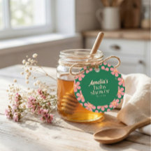 Retro-Friedenszeichen-Blume Grün Rosa Baby Shower