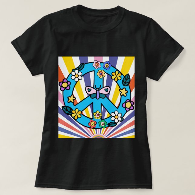 Retro-Friedenszeichen T-Shirt (Design vorne)
