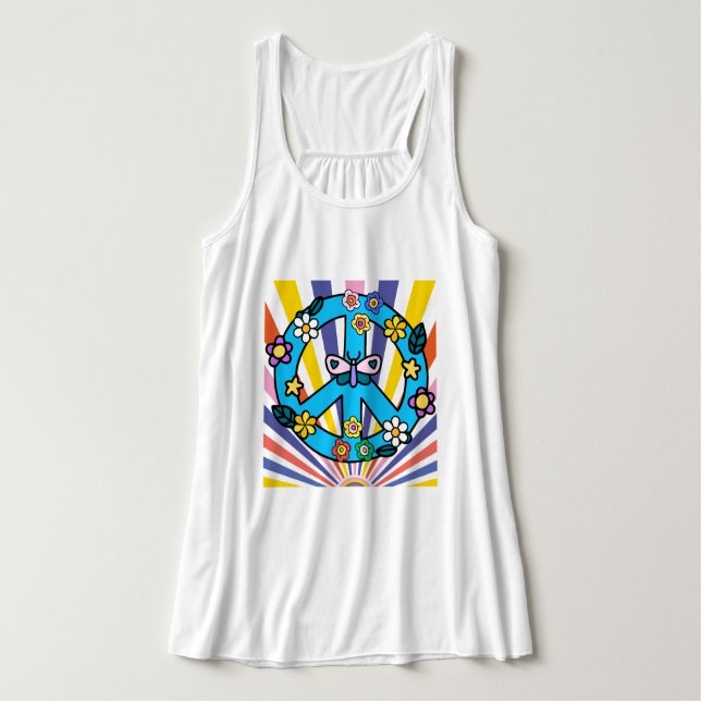 Retro-Friedenszeichen Tank Top (Design Vorderseite)