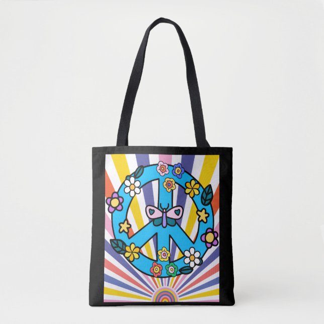 Retro-Friedenszeichen Tasche (Vorderseite)
