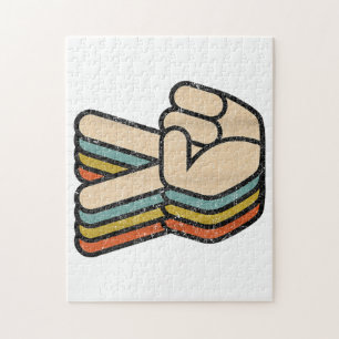 Retro-Friedenszeichen V-Finger Vintage 60er 70er 8