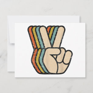 Retro-Friedenszeichen V-Finger Vintage 60er 70er 8 Einladung