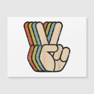 Retro-Friedenszeichen V-Finger Vintage 60er 70er 8 Magnetkarte