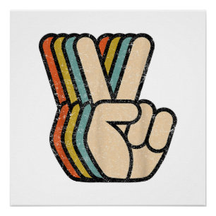 Retro-Friedenszeichen V-Finger Vintage 60er 70er 8 Poster
