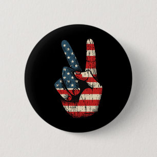Retro-Friedenszeichen Vintage 60er 70er Hippie Button
