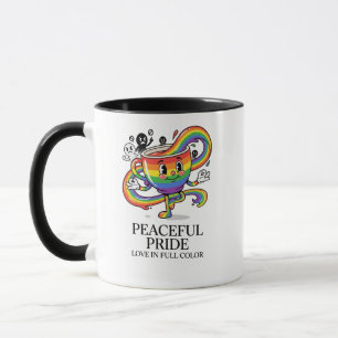 Retro friedliche Pride-Regenbogen-Kaffeetassen-T-S Tasse