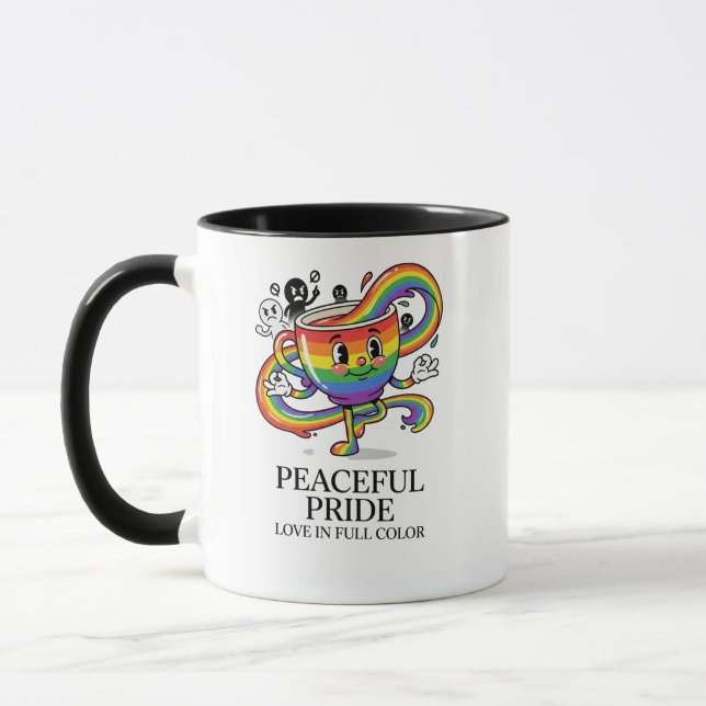 Retro friedliche Pride-Regenbogen-Kaffeetassen-T-S Tasse (Links)