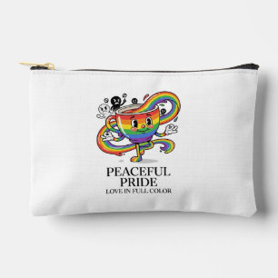 Retro friedliches Pride-Regenbogen-Kaffeetasse T-S Zubehörtasche