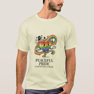 Retro-friedliches-Stolz-Regenbogen-Kaffeetassen-T- T-Shirt