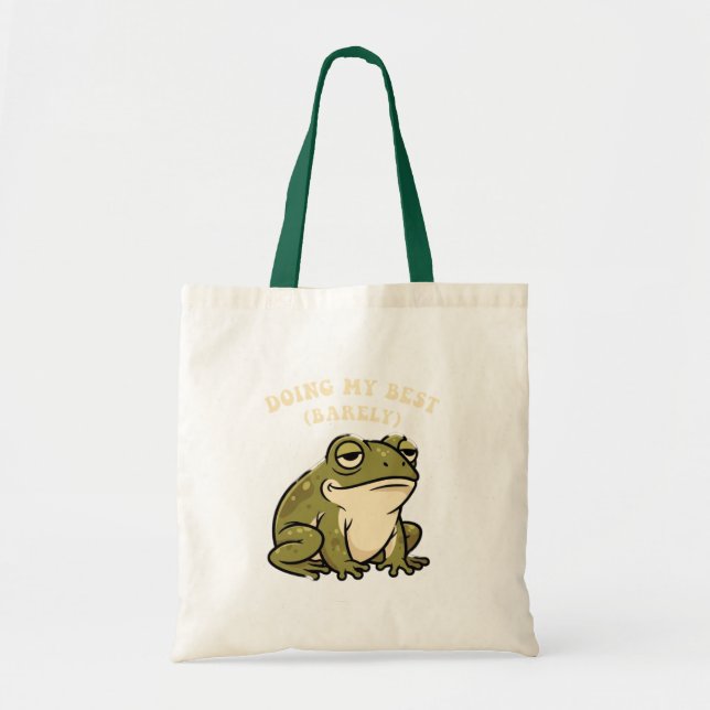 Retro Frog Barely Trying Canvas Tote Bag Tragetasche (Vorne)