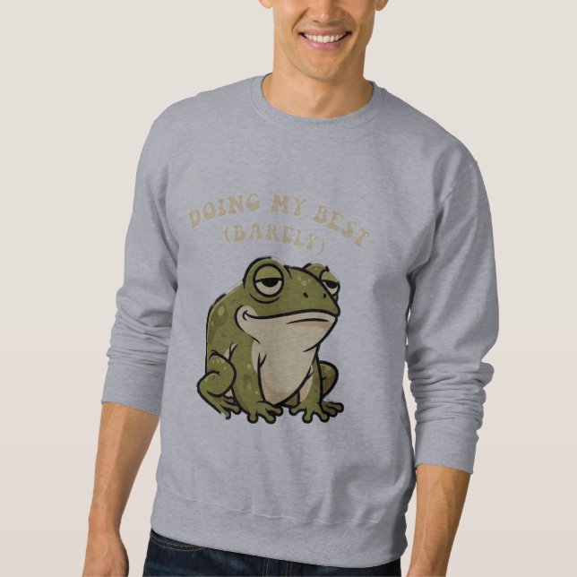 Retro Frog Barely Trying Men’s Sweatshirt (Devant)