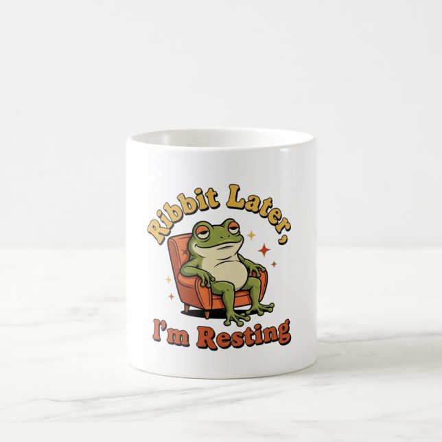 Retro Frog Relax Humor White Coffee Mug (Centre)