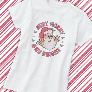 Retro Frohe & Helle Weihnachtsmann T-Shirt