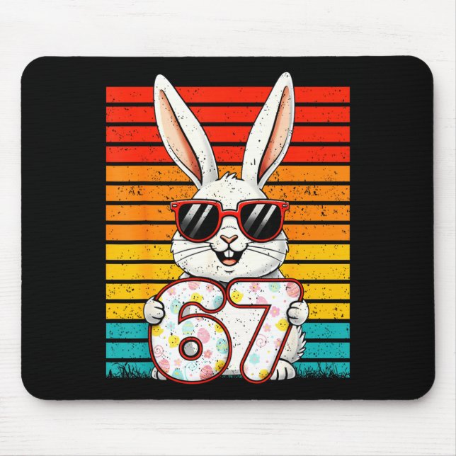 Retro Frohe Ostern Hase 67 Six Seven Meme Junge Mä Mousepad (Vorne)