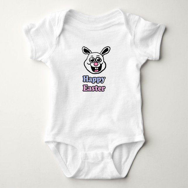 Retro Frohe Ostern Hase Baby Strampler (Vorderseite)