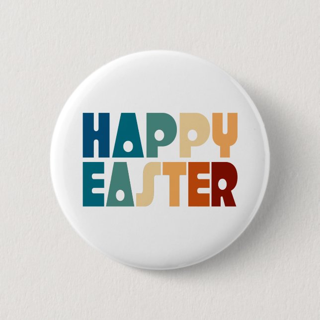 Retro Frohe Ostern Typografie | Pin Button (Vorderseite)