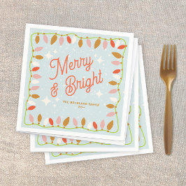 Retro Frohe und helle Weihnachtsbeleuchtung Serviette