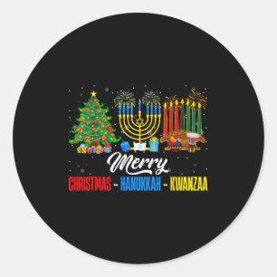 Retro Frohe Weihnachten Chanukka Kwanzaa Frohe Fei Runder Aufkleber