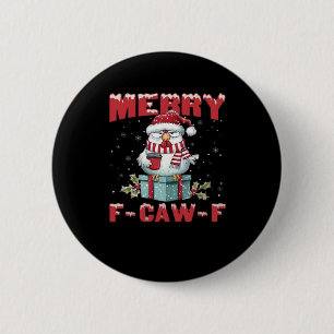 Retro Frohe Weihnachten F-Caw-F Huhn Button