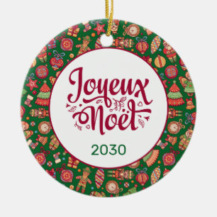 Retro Frohe Weihnachten Personalisiert Keramik Ornament