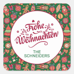 Retro Frohe Weihnachten Personalisiert Quadratischer Aufkleber